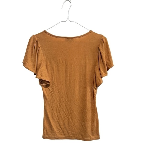 ADRIANO GOLDSCHMIED Ribbed Rust Yellow Flutter Sleeve Tee, Excellent Condition - Picture 2 of 5